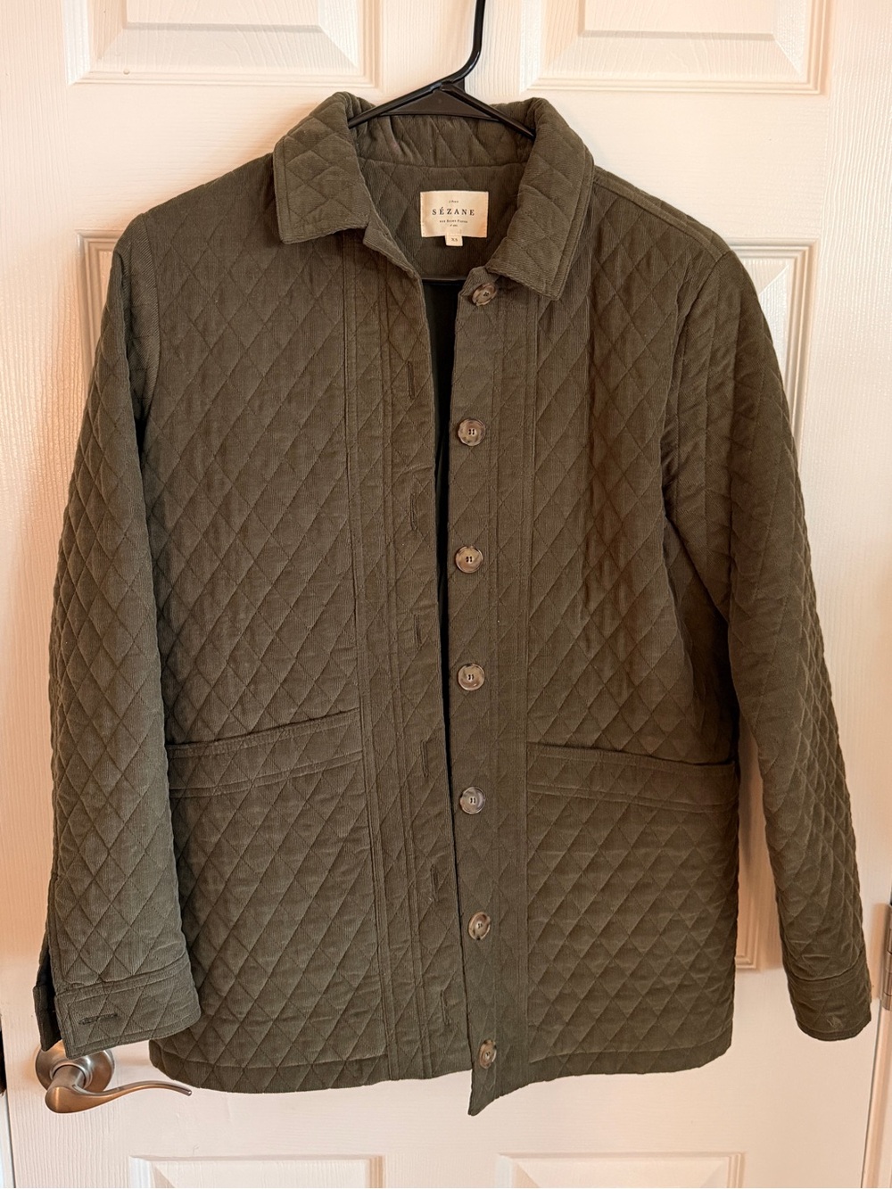 Sézane Will Jacket Khaki Corduroy Quilted Chore Coat XS